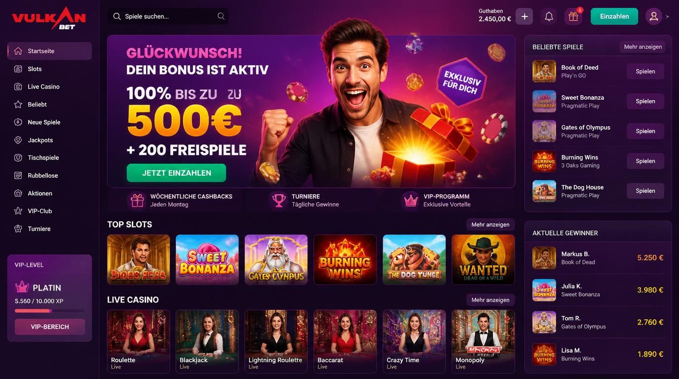 GlĂŒcklicher Spieler mit Bonus-Anzeige und diversen Spielautomaten im Hintergrund